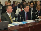 Thomas Gillin (left), Senior Education Manager with the College Board, Robert Alig, College Board Regional Vice President, and Maryland Assistant State Superintendent Henry Johnson review AP data with the State Board.