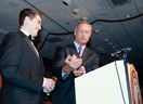 New Teacher of the Year Sean McComb receiving his award from Governor Martin O’Malley.