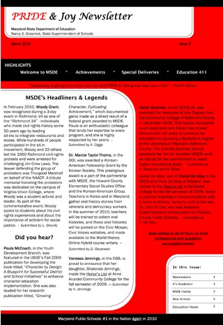 PRIDE & Joy Newsletter, Issue 3, March 2010