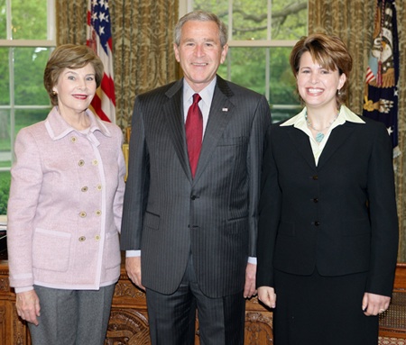 Mrs. Bush, President Bush and Michelle Hammond (2007 MD Teacher of the Year) at the White House