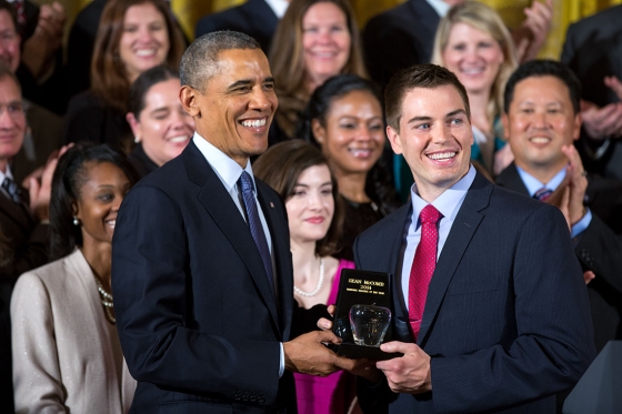 President Barack Obama honors Sean McComb, National Teacher of the Year, and finalists in the East Room of the White House, May 1, 2014. (Official White House Photo by Pete Souza)